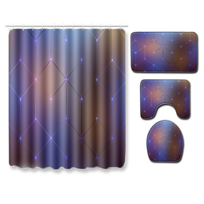 Zavjesa za tuširanje s prugama u boji i tepih za kupaonicu Ventil za kupaonicu Upijajuća podloga za WC školjku Neklizajuća prostirka za noge za kupaonicu