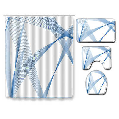 Zavjesa za tuširanje s prugama u boji i tepih za kupaonicu Ventil za kupaonicu Upijajuća podloga za WC školjku Neklizajuća prostirka za noge za kupaonicu