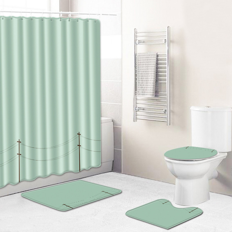 Krāsu svītru apdruka dušas karteīns un vannas istabas paklājs, ventilators vannas paklājiņš, absorbējošs tualetes paklājiņš Neslīdošs kāju paklājiņš vannas istabai