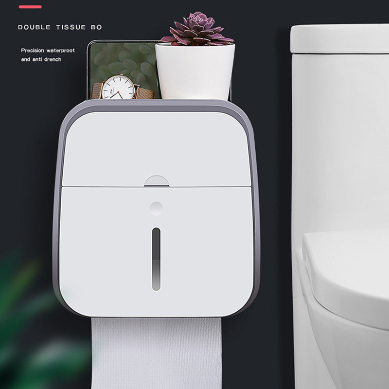 Pie sienas stiprināma tualetes papīra kastīte 2 slāņu atvilktņu uzglabāšana ūdensnecaurlaidīga plastmasas rullopapīra turētājs darbvirsmas dažādie organizatoru plaukts