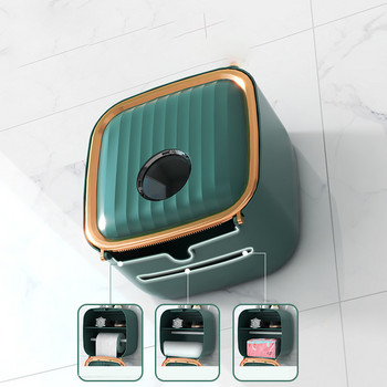 Подвижен държач за хартия на руло Двуслоен горен стелаж за съхранение Стенен водоустойчив държач за кутия за тоалетна хартия Органайзер за баня