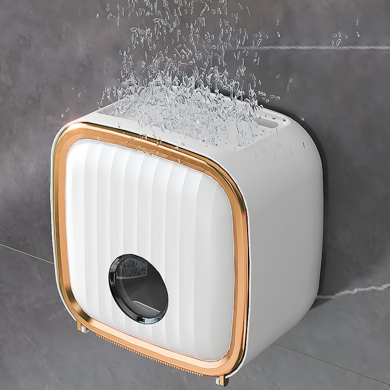 Noņemams ruļļpapīra turētājs 2 slāņu augšējais notekas uzglabāšanas statīvs Pie sienas stiprināms ūdensizturīgs Toliet papīra kastes turētājs vannas istabas organizators