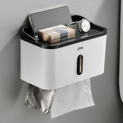 Kahekihiline eemaldatav salvrätikuhoidik Seinale kinnitatav Creative Top Storage mobiiltelefonihoidik Kodu Vannituba WC-rullpaberihoidik