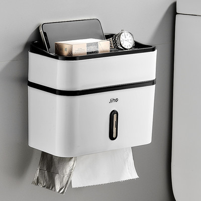 Kahekihiline eemaldatav salvrätikuhoidik Seinale kinnitatav Creative Top Storage mobiiltelefonihoidik Kodu Vannituba WC-rullpaberihoidik