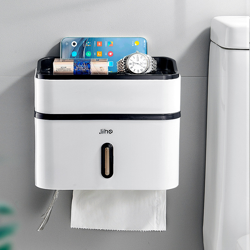 2 slāņu noņemams salvešu turētājs pie sienas stiprināms Creative Top Storage mobilā tālruņa turētājs Mājas vannas istabas tualetes rullopapīra turētājs