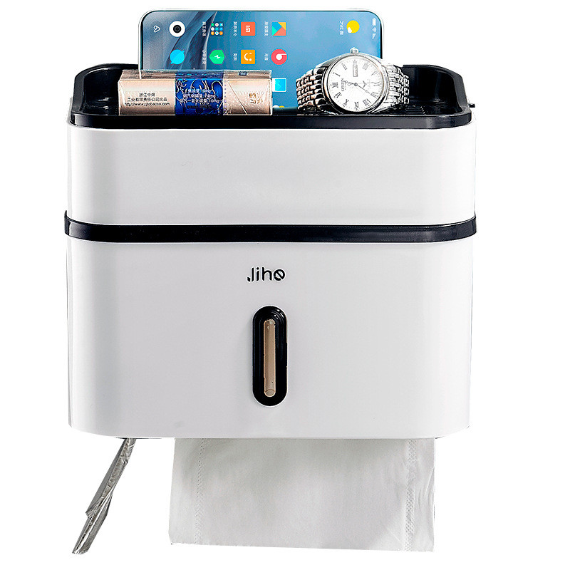 2 slāņu noņemams salvešu turētājs pie sienas stiprināms Creative Top Storage mobilā tālruņa turētājs Mājas vannas istabas tualetes rullopapīra turētājs