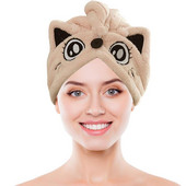 Ātri žūstošs matu dvielis biezinošs matu žāvēšanas dvieļi Lovely dzīvnieku ausu matu ietīšana koraļļu vilnas absorbējoša matu žāvēta dvieļa galva