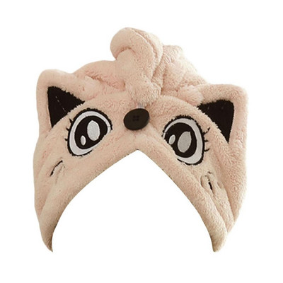 Ātri žūstošs matu dvielis biezinošs matu žāvēšanas dvieļi Lovely dzīvnieku ausu matu ietīšana koraļļu vilnas absorbējoša matu žāvēta dvieļa galva