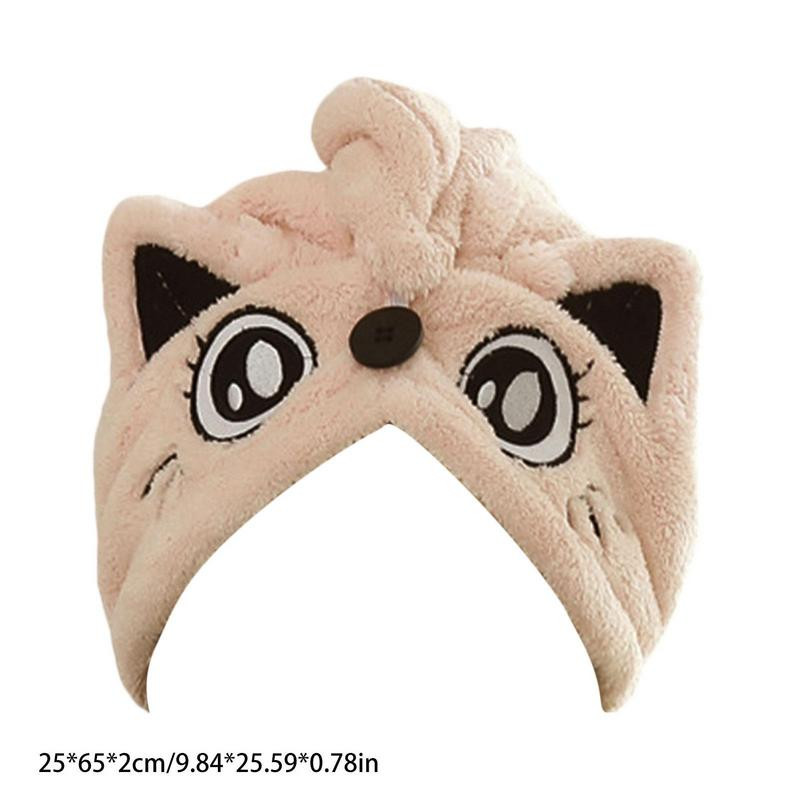 Ātri žūstošs matu dvielis biezinošs matu žāvēšanas dvieļi Lovely dzīvnieku ausu matu ietīšana koraļļu vilnas absorbējoša matu žāvēta dvieļa galva