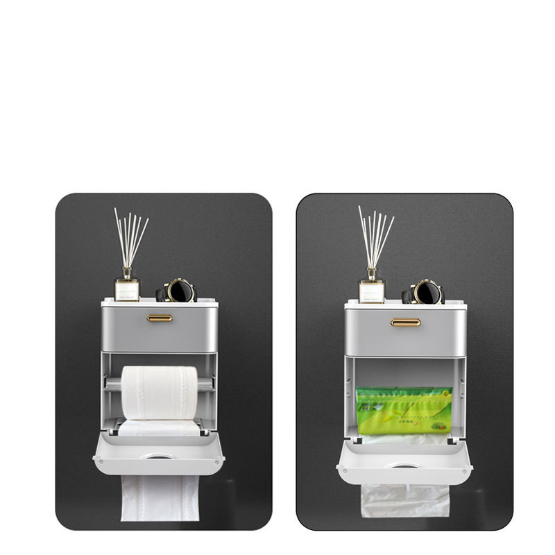 Luksusa sienas tualetes papīra kastīte noņemama rullopapīra kaste Vannas istabas ūdensnecaurlaidīgs uzglabāšanas turētājs Radošs atvilktņu organizators
