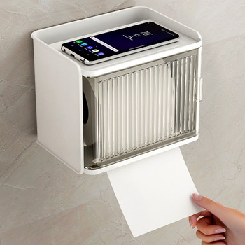 Прозрачна кутия за тоалетна хартия Водоустойчив калъф за хартиени кърпички Горещи вещи за съхранение Монтирана на стена Калъф за хартия на руло Домашни аксесоари за баня
