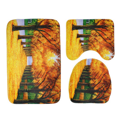 3 kom/set kupaonskih tepiha Set toaletnih tepiha Ocean World uzorak flanelskih prostirki za kupaonicu WC tepiha tepiha tuš kabine Jastučići za noge prostirke kupaonice