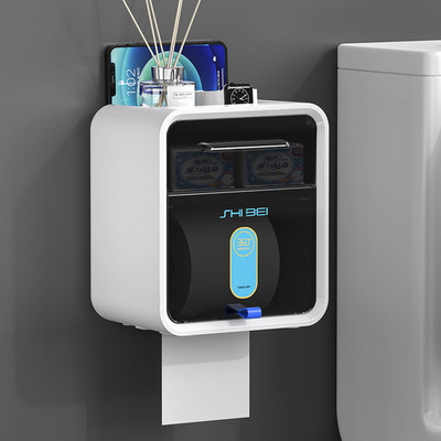 Pie sienas stiprināms ūdensnecaurlaidīgs tualetes papīra kastīte 2 slāņu liela ietilpība daudzfunkcionāla kaste uzglabāšana mājas vannas istabas audu organizatoru komplekts