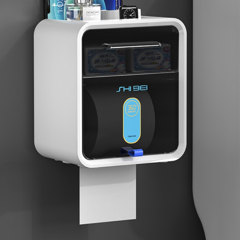 Pie sienas stiprināms ūdensnecaurlaidīgs tualetes papīra kastīte 2 slāņu liela ietilpība daudzfunkcionāla kaste uzglabāšana mājas vannas istabas audu organizatoru komplekts