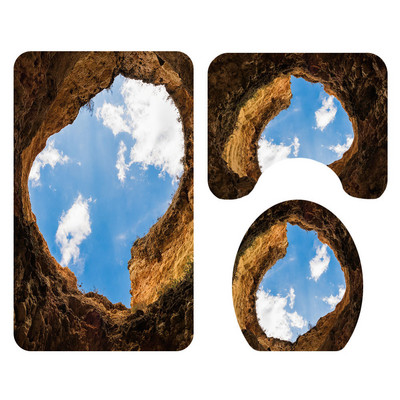 Vannas istabas vannas paklājs dušas aizkaru komplekts Absorbējoši Memory Foam tualetes paklāji ar ūdensnecaurlaidīgu dušas aizkaru un āķiem vannas istabas paklāju