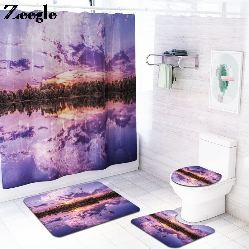 Vannas istabas vannas paklājs dušas aizkaru komplekts Absorbējoši Memory Foam tualetes paklāji ar ūdensnecaurlaidīgu dušas aizkaru un āķiem vannas istabas paklāju