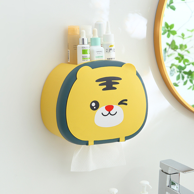 Karikatūra Animal Tualetes papīra kastīte Pie sienas stiprināms ūdensnecaurlaidīgs mīlīgs salvešu turētājs Creative Top Storage Home Vannas istabas audu organizators