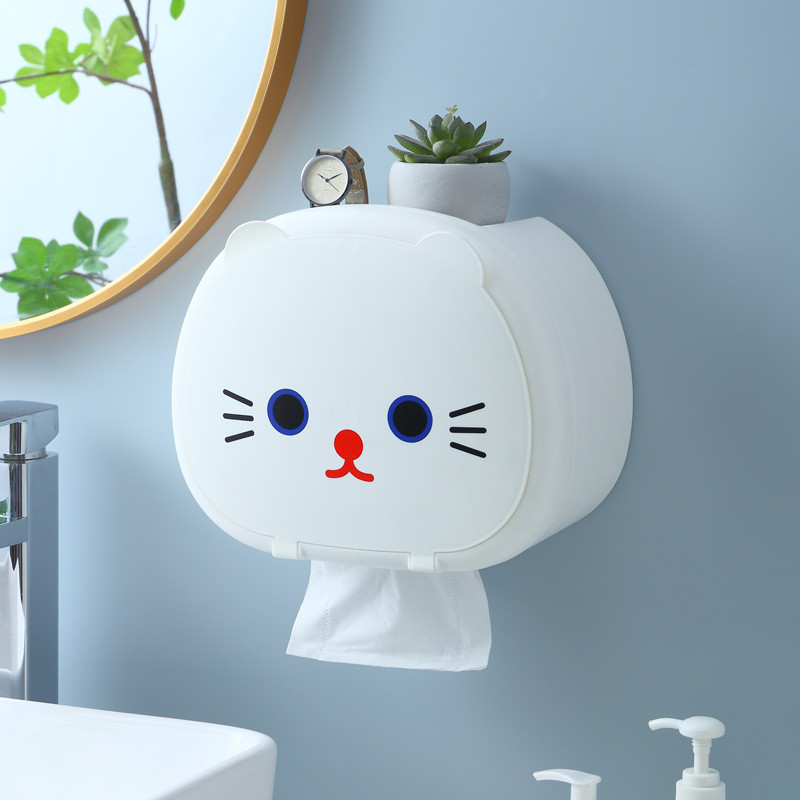 Karikatūra Animal Tualetes papīra kastīte Pie sienas stiprināms ūdensnecaurlaidīgs mīlīgs salvešu turētājs Creative Top Storage Home Vannas istabas audu organizators
