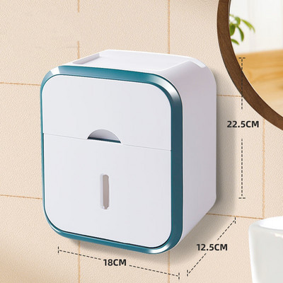 Daudzfunkcionāla pie sienas stiprināma salvešu kastīte, augšējā glabāšanas mobilā tālruņa turētājs Ūdensnecaurlaidīgs atvilktņu organizators Vannas istabas tualetes rullīšu papīra kaste