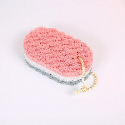 Trīs krāsu sūkļa vannas bumba, mīksta dušas berze Augstas kvalitātes ātri putojoša masāžas birste visa ķermeņa pīlinga vannas piederumiem