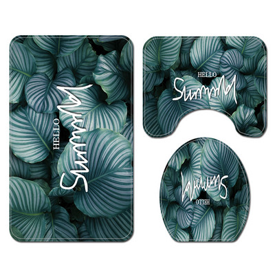 Summer Fresh Green Vannas istabaTualetes grīdas paklājs dušas telpa Neslīdoša zona Paklāju paklāji Tualetes paklājs Vannas istabas paklājs dušas aizkaru komplekts