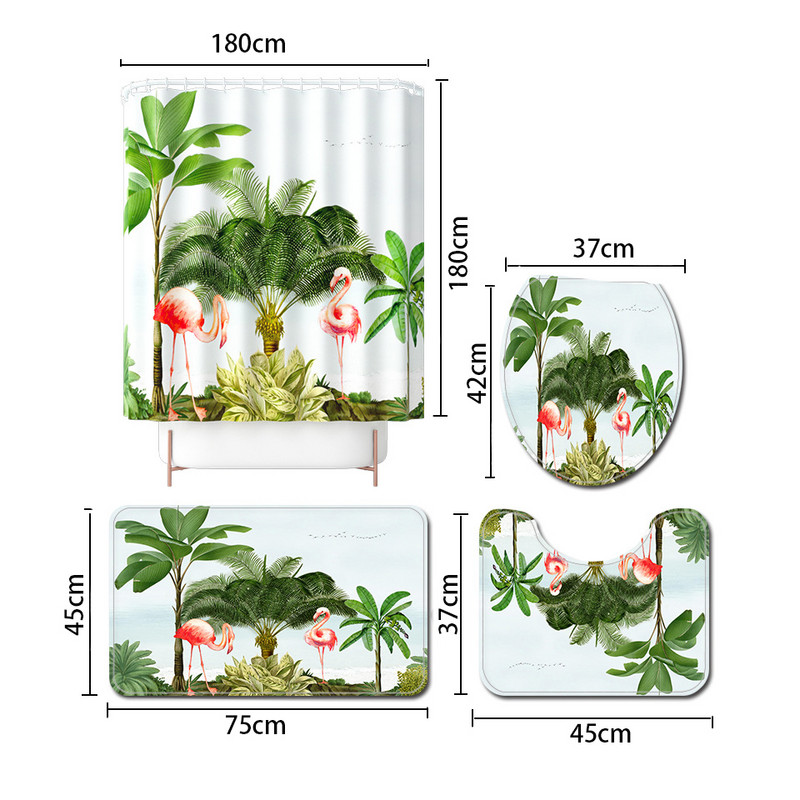 Summer Fresh Green Vannas istabaTualetes grīdas paklājs dušas telpa Neslīdoša zona Paklāju paklāji Tualetes paklājs Vannas istabas paklājs dušas aizkaru komplekts