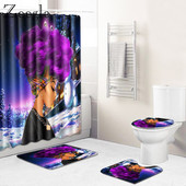 Zeegle Creative Bathmat Set 4gab Vannas istabas paklājiņu komplekts Ziemassvētku paklājiņš tualetes dekorēšanai Putekļu necaurlaidīgs tualetes grīdas paklājs Moderns mīksts paklājs