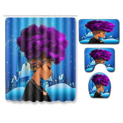 Zeegle Creative Bathmat Set 4gab Vannas istabas paklājiņu komplekts Ziemassvētku paklājiņš tualetes dekorēšanai Putekļu necaurlaidīgs tualetes grīdas paklājs Moderns mīksts paklājs