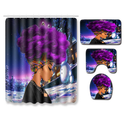 Zeegle Creative Bathmat Set 4gab Vannas istabas paklājiņu komplekts Ziemassvētku paklājiņš tualetes dekorēšanai Putekļu necaurlaidīgs tualetes grīdas paklājs Moderns mīksts paklājs