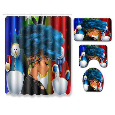 Zeegle Creative Bathmat Set 4gab Vannas istabas paklājiņu komplekts Ziemassvētku paklājiņš tualetes dekorēšanai Putekļu necaurlaidīgs tualetes grīdas paklājs Moderns mīksts paklājs