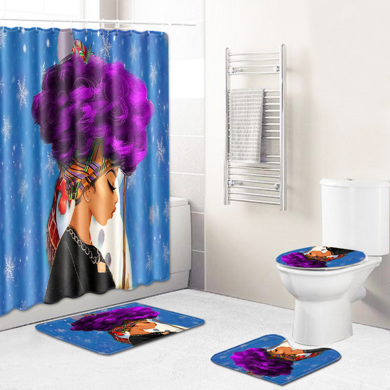 Zeegle Creative Bathmat Set 4gab Vannas istabas paklājiņu komplekts Ziemassvētku paklājiņš tualetes dekorēšanai Putekļu necaurlaidīgs tualetes grīdas paklājs Moderns mīksts paklājs