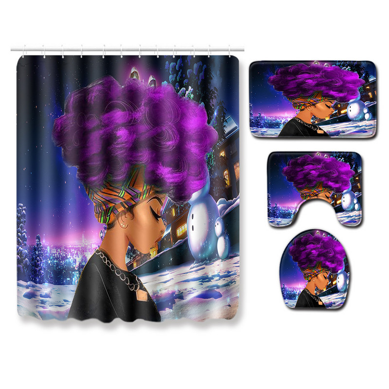 Zeegle Creative Bathmat Set 4gab Vannas istabas paklājiņu komplekts Ziemassvētku paklājiņš tualetes dekorēšanai Putekļu necaurlaidīgs tualetes grīdas paklājs Moderns mīksts paklājs