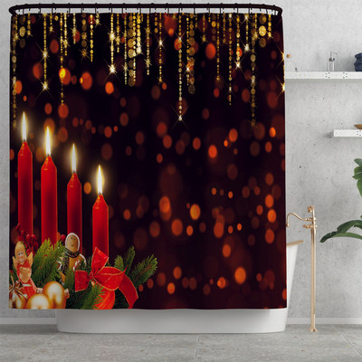 Ziemassvētku stila vannas paklājs un ūdensnecaurlaidīgs dušas aizkaru komplekts vannas istabas dekorēšanai tualetes paklājs, neslīdošs grīdas paklājs vannas istabas paklājam