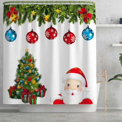 Ziemassvētku stila vannas paklājs un ūdensnecaurlaidīgs dušas aizkaru komplekts vannas istabas dekorēšanai tualetes paklājs, neslīdošs grīdas paklājs vannas istabas paklājam