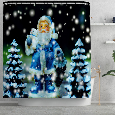 Ziemassvētku stila vannas paklājs un ūdensnecaurlaidīgs dušas aizkaru komplekts vannas istabas dekorēšanai tualetes paklājs, neslīdošs grīdas paklājs vannas istabas paklājam