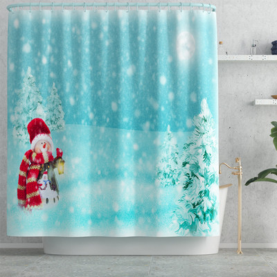 Ziemassvētku stila vannas paklājs un ūdensnecaurlaidīgs dušas aizkaru komplekts vannas istabas dekorēšanai tualetes paklājs, neslīdošs grīdas paklājs vannas istabas paklājam