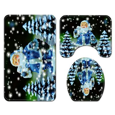 Ziemassvētku stila vannas paklājs un ūdensnecaurlaidīgs dušas aizkaru komplekts vannas istabas dekorēšanai tualetes paklājs, neslīdošs grīdas paklājs vannas istabas paklājam