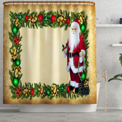 Ziemassvētku stila vannas paklājs un ūdensnecaurlaidīgs dušas aizkaru komplekts vannas istabas dekorēšanai tualetes paklājs, neslīdošs grīdas paklājs vannas istabas paklājam