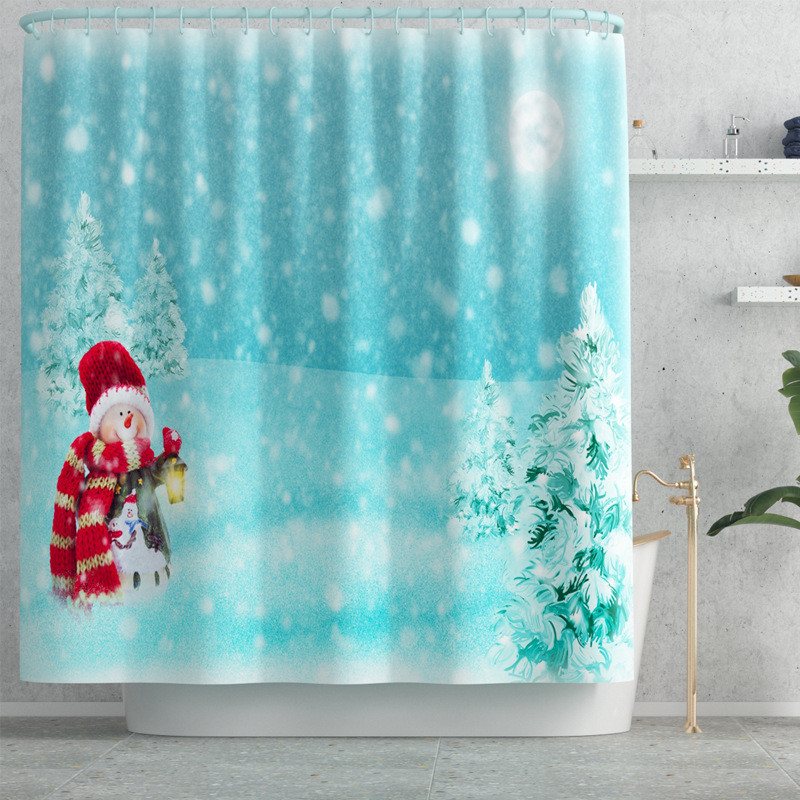 Ziemassvētku stila vannas paklājs un ūdensnecaurlaidīgs dušas aizkaru komplekts vannas istabas dekorēšanai tualetes paklājs, neslīdošs grīdas paklājs vannas istabas paklājam