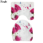 2kom Set kupaonskih prostirki Tepih s cvjetnim postoljem Tuš soba Kupaonski WC prostirke Neklizajuće prostirke za kupaonicu Podni tepih