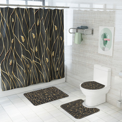 Zeegle Printing vannas istabas paklāja paklājs ūdensizturīgs dušas aizkars un mājas dekors vannas paklājiņa komplekts Memory Foam tualetes sēdekļa pārklāja paklājiņš