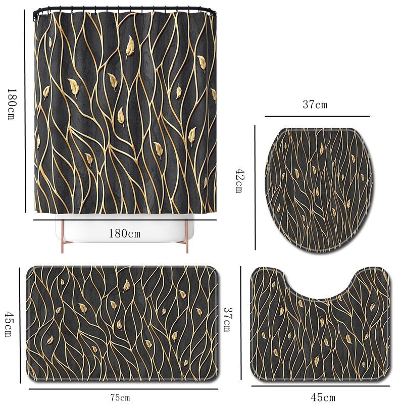 Zeegle Printing vannas istabas paklāja paklājs ūdensizturīgs dušas aizkars un mājas dekors vannas paklājiņa komplekts Memory Foam tualetes sēdekļa pārklāja paklājiņš