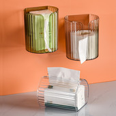 Caurspīdīga daudzfunkcionāla salvešu kastīte pie sienas stiprināma svītru rullīšu papīra kaste Mājas vannas istabas tualetes papīra turētājs virtuves salvešu turētājs