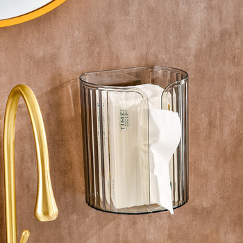 Прозрачна многофункционална кутия за кърпички, монтирана на стена кутия за хартия с ивици, домашна баня, държач за тоалетна хартия, кухненски държач за салфетки
