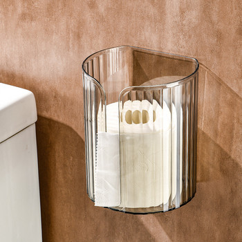 Прозрачна многофункционална кутия за кърпички, монтирана на стена кутия за хартия с ивици, домашна баня, държач за тоалетна хартия, кухненски държач за салфетки