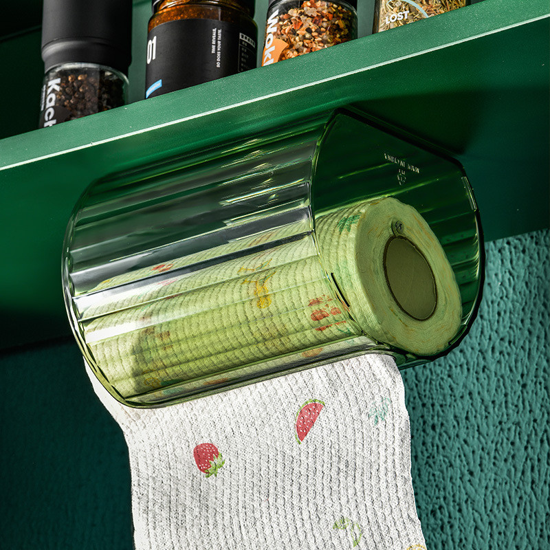 Caurspīdīga daudzfunkcionāla salvešu kastīte pie sienas stiprināma svītru rullīšu papīra kaste Mājas vannas istabas tualetes papīra turētājs virtuves salvešu turētājs