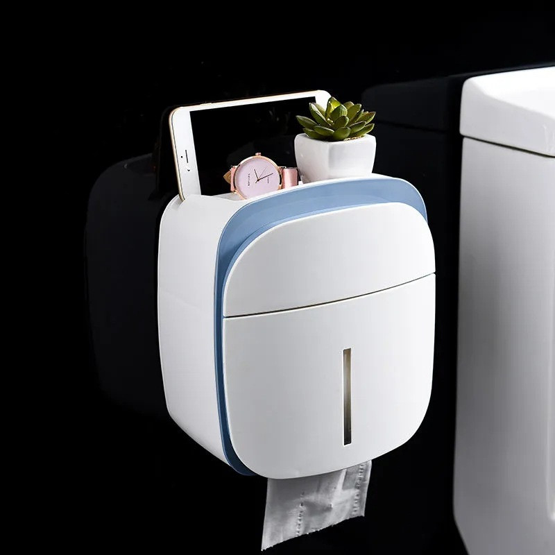 Dvoslojna kutija za maramice Zidna ladica Stalak za pohranu Gornji držač za mobilni telefon Kućna kupaonica Vodootporna rola papirnatih maramica