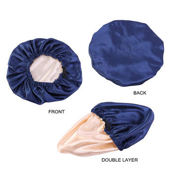 Сатенено боне Sleep Bonnet Cap Двуслойни регулируеми сатенени шапки за баня за нощно спане Грим за готвене