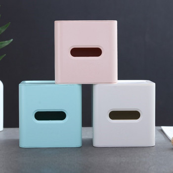 Квадратна кутия за тоалетна хартия Едноцветна пластмасова кутия за съхранение за баня Подвижен държач за хартия Кухненска кутия за салфетки