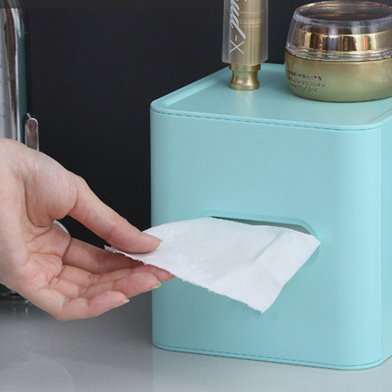 Kvadrātveida tualetes papīra kaste vienkrāsains vannas istabas plastmasas glabāšanas futrālis Noņemams rullopapīra turētājs virtuves salvešu organizatoru futrālis